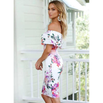 

Women Summer Off Shoulder Bodycon Mini Dress Evening Cocktail Party Beach Dress