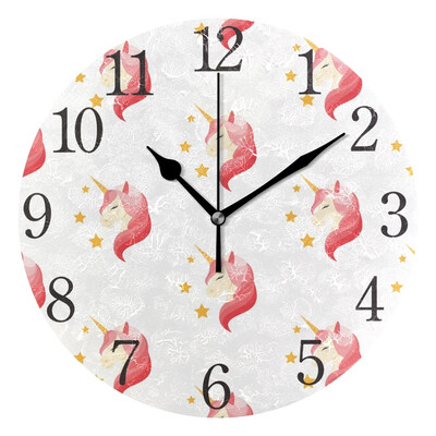 

Wall Clock Unicorn With Closed Eyes Round Wall Clock Arabic Numerals Design