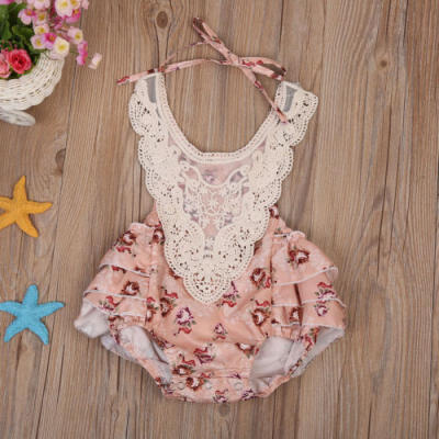 

USA Newborn Baby Girls Lace Floral Tutu Romper Bodysuit Outfits Sunsuit Clothes