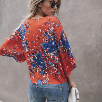 

Fashion Womens Long Sleeve Floral Blouse Casual Shirt Summer Loose Tops T-Shirt