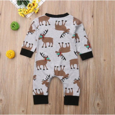 

Newborn Baby Boys Girls Xmas Deer Long Sleeve Romper Bodysuit Jumpsuit Outfits