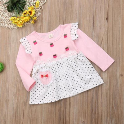 

Princess Kids Baby Girls Cotton Dress Pink Bowknot Dress Party Casual Dresses
