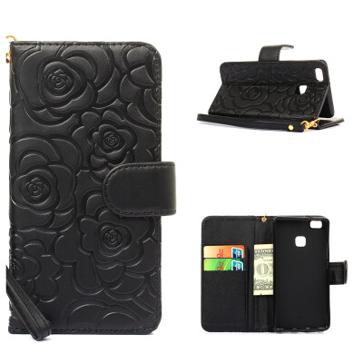 

MOONCASE Premium Vintage 3D Embossed Floral PU Leather Magnetic Folio Wallet Case ID Credit Card Slots For Huawei P9 Lite