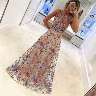 

Women Long Prom Floral Formal Evening Cocktail Party Bridesmaids Gown Full Dress