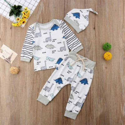 

Newborn Baby Boy Girl Cartoon Dinosaur Outfit TopsPants Leggings Clothes