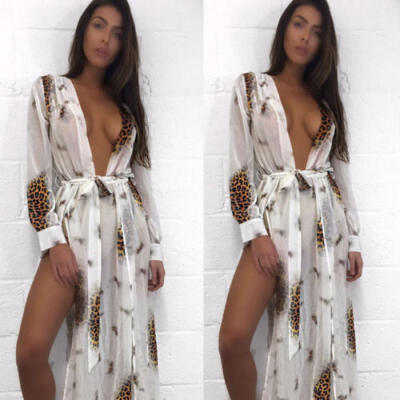 

Women Summer Printed Bikini Cover Up Swimwear Bathing Suit Beach Maxi Dress Tops