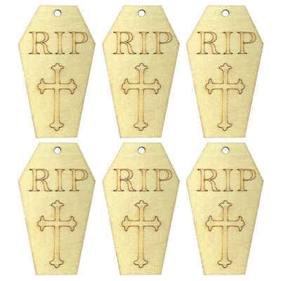 

UpperX 10pcs Wooden Halloween Tombstone Pendant Small Hangings Pendants Props for DIY Party Decor Supplies