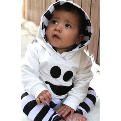 

Cute Baby Girls Toddler Warm Hoodies Sweatshirt Striped Pants Outfits Clothes