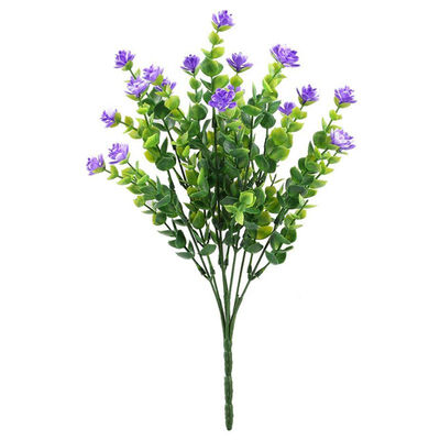 

UpperX 4pcs Artificial Greenery Shrubs Eucalyptus Branches with Purple Flower Plastic Bushes House Office Garden Patio Yard Decor