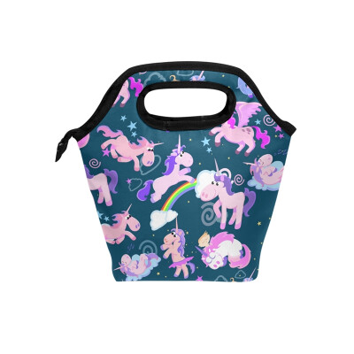 

Lunch Bag Tote Bag Pink Unicorn Travel Picnic Organizer Lunch Holder Handbags Lunch Bag Box for Office