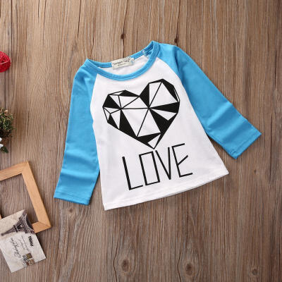 

Child Kids Baby Girl Boy Long Sleeve Tops Floral LOVE Pullover Cotton T shirts