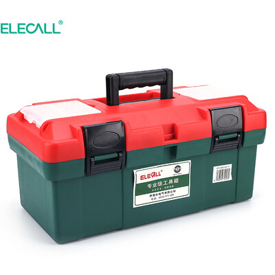 

Elecco ELECALL Toolbox 17 inch red green home art storage box plastic multi-function electrician tool box car storage repair tool storage box 8817