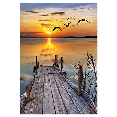 

UpperX Full Round Drill 5D DIY Diamond Painting "Lake sunset" Embroidery Cross Stitch Mosaic Home Decor Gift 30x40cm