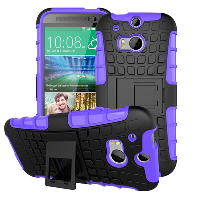 

Fivice HTC One 2 M8 Case TPU anti-fall tire pattern back clip bracket phone case