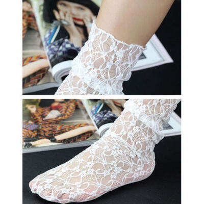 

Fashion Womens Ruffle Fishnet Ankle High Socks Mesh Lace Fish Net Short Socks