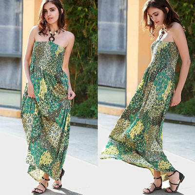 

Women Maxi Summer BOHO Floral Beach Long Dress Ladies Evening Party Sundress