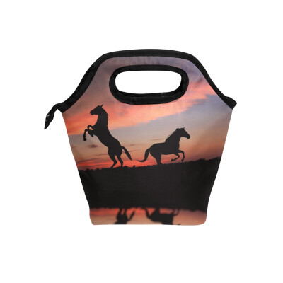 

Insulated Lunch Tote Bag Animal Horse Travel Picnic Lunch Handbags Portable Zipper Lunch Bag Box