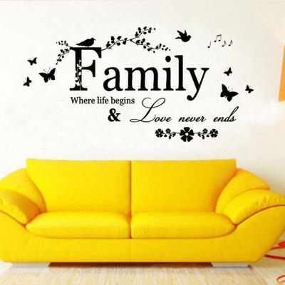

Family Where Life Begins Quote Flower Butterfly Wall Art Sticker DIY Vinyl Decal