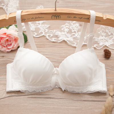 

LAXJOY Langyue 2018 cute girl bra set solid color small fresh lace student girl underwear LNWX189405 white x2 strip 3680