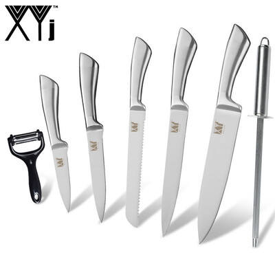 

XYJ Cooking Accessories 7 PCS Set Stainless Steel Knife Fruit Utility Bread Slicing Chef Knife Tools
