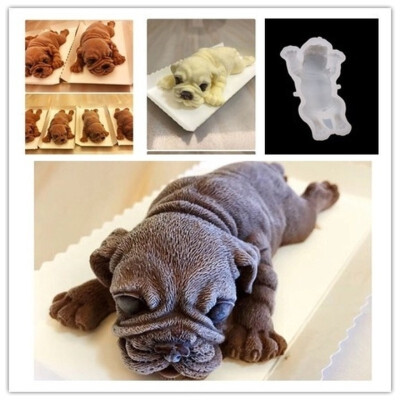 

3D Cute Dog Shar Pei Silicone Fondant Cake Molds Puppy Shaped Chocolate Ice Cream Baking Tools Xmas Gift