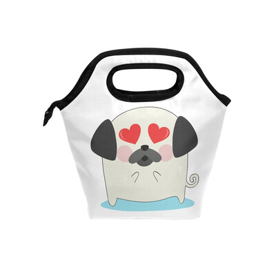

Lunch Tote Bag Love Eyes Dog Travel Picnic Insulated Lunch Handbags Portable Zipper Lunch Bag Box