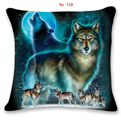 

45cm45cm Animal wolf pattern linen cotton pillow case sofa cushion cover animal design square decorative pillow cover