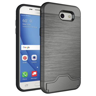 

Fivice Samsung J3 primeJ3 2017 Case TPU all-inclusive anti-drop brushed card with bracket mobile phone case