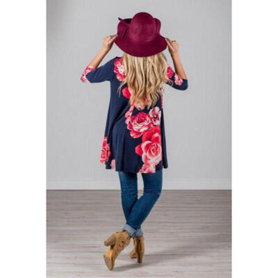 

Women Summer Casual Floral 12 Sleeve Evening Party Beach Dress Short Mini Dress
