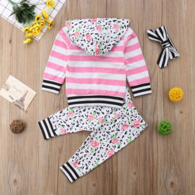 

3pcs Newborn Baby Girl Clothes Hoodie Tops Coat Pants Casual Outfit Set 0-18M