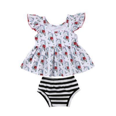 

Toddler Kids Baby Girl Flower Unicorn T-shirt Tops Tutu DressPants 2PCS Outfit