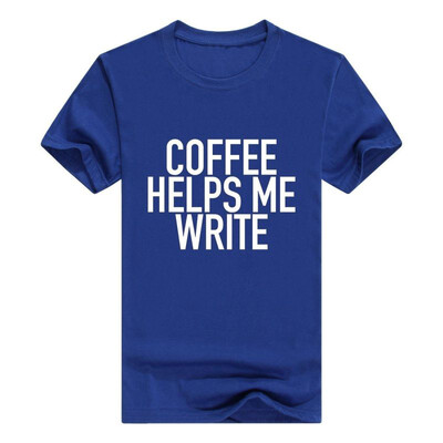

Coffee Helps Me Write - Funny Writers Slogan Men Cotton T-Shirt