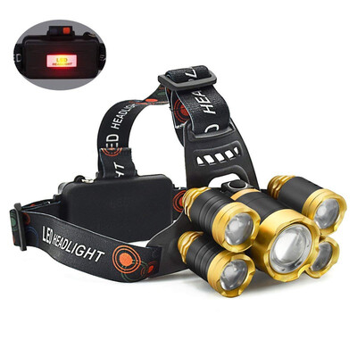 

5 LED Headlamp USB Rechargeable Waterproof Camping Headlamp with Zoomable Work Light Best Head Lights for Running Hiking