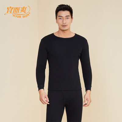 

YOUR SUN thermal underwear mens cotton thermal underwear set cotton skin soft&breathable autumn clothes long pants CB11 black L 170