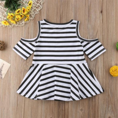 

Infant Toddler Kids Girl Stripe Casual Party Birthday Dresses One-Piece Costumes