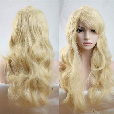 

Anime Cosplay Synthetic Wig Long Curly Wavy Heat Resistant Fiber Full Wig with Bangs Layered Vogue for Women