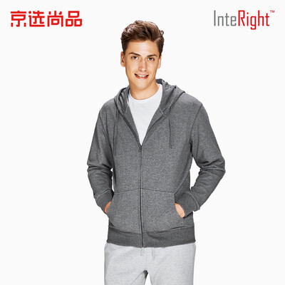 

INTERIGHT sweater mens hooded cardigan terry sweater coat dark flower gray XXL