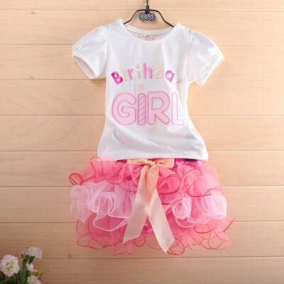 

2017 Infant Kids Baby Girl Party Tops T-shirt Ribbon Layered Tutu Dress Outfits