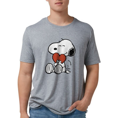 

CafePress - Snoopy On Heart T-Shirt - Mens Tri-blend T-Shirt