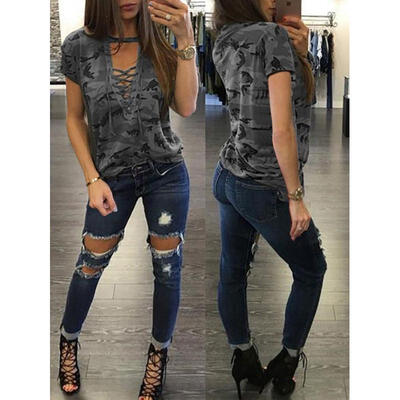

Fashion Women Summer Loose Top Short Sleeve Blouse Ladies Casual Tops T-Shirt L