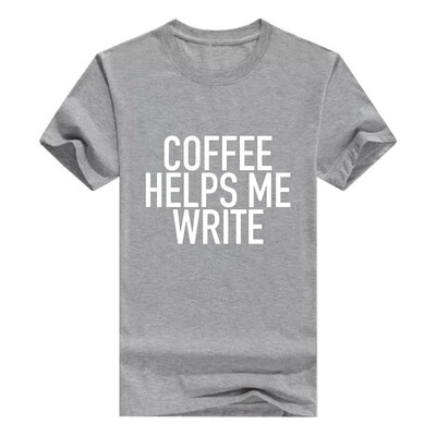 

Coffee Helps Me Write - Funny Writers Slogan Men Cotton T-Shirt