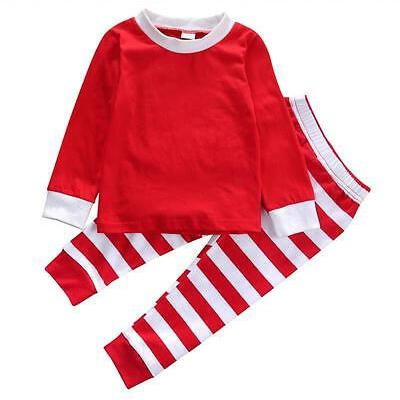 

2pcs Toddler Kids Baby Boy Girls Striped Outfits Christmas Pajamas Sleepwear Set