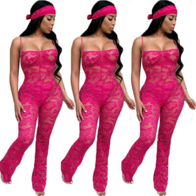 

Womens Lace Long Sleeve Jumpsuit Romper Clubwear Playsuit Bodycon Party Trousers