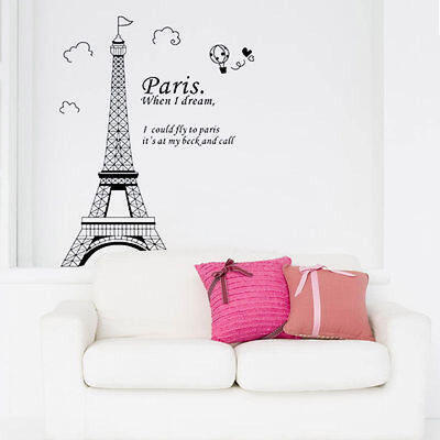 

Paris Eiffel Tower Wall Sticker Vinyl Quote Art Decals Home Mural Bedroom Decor