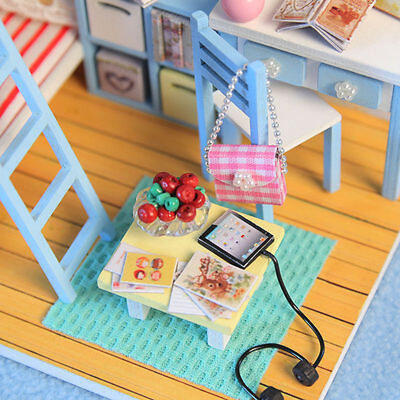 

Kits DIY Wood Dollhouse Piano Miniature With Light Furniture Cover Doll House 12