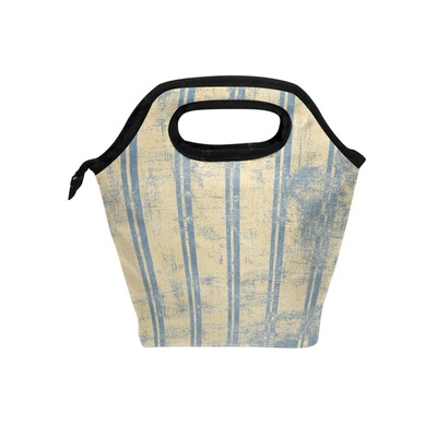 

Insulated Lunch Tote Bag Stripe Wall Travel Picnic Lunch Handbags Portable Zipper Lunch Bag Box