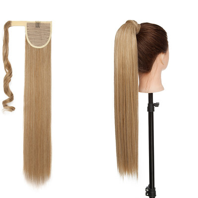 

Long Straight Ponytail Extension Wrap Around Synthetic Ponytail No Clip in Hair One Piece Hairpiece Binding for Women