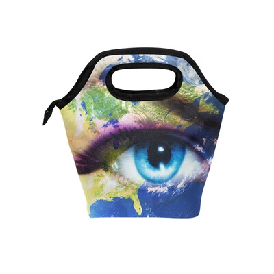 

Lunch Bag Tote Bag Eyes Earth Travel Picnic Organizer Lunch Holder Handbags Lunch Bag Box for Office