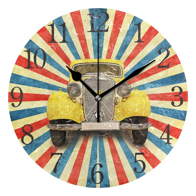 

Wall Clock Arabic Numerals Design Retro Car Round