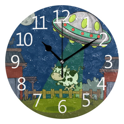 

Wall Clock Arabic Numerals Design UFO Catch The Cow Round